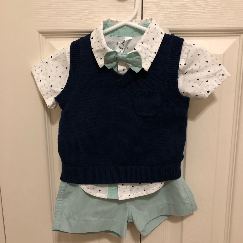 Infant 3 piece outfit with bow tie